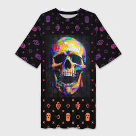 Платье-футболка 3D с принтом Черепа Skull Camo (Dope Street Market) в Белгороде,  |  | camo | dope | skull | хайп | череп | шмот