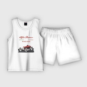 Детская пижама с шортами хлопок с принтом Alfa Romeo  Racing team  Motorsport в Белгороде,  |  | Тематика изображения на принте: alfa romeo | car | motorsport | racing | retro | team | автоспорт | альфа ромео | гонка | ретро