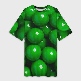 Платье-футболка 3D с принтом Крупный зеленый горошек в Белгороде,  |  | горох | горошек | зеленый | зеленый горошек | зелень