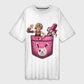 Платье-футболка 3D с принтом Тина в кармане  Tiny Tina s в Белгороде,  |  | borderlands | bunny | dragon | girl | keep | mask | on | rocket | tina | tinas | tiny | wonderlands | в | девочка | дракона | игрушка | карман | кармане | кролик | маленькая | маска | подземелье | ракета | розовый | тина