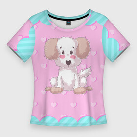 Женская футболка 3D Slim с принтом Маленький милый щенок (детский) в Белгороде,  |  | детский | пес | песик | собака | собачка | щенок