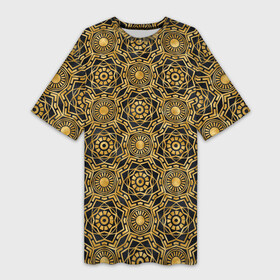 Платье-футболка 3D с принтом Классический узор золотой в Белгороде,  |  | золото | золотой | золотой узор | классика | паттерн | узор