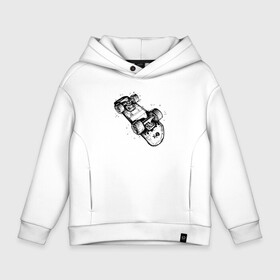 Детское худи Oversize хлопок с принтом Skateboard   Skull в Белгороде, френч-терри — 70% хлопок, 30% полиэстер. Мягкий теплый начес внутри —100% хлопок | боковые карманы, эластичные манжеты и нижняя кромка, капюшон на магнитной кнопке | extreme | skateboard | skull | sport | скейтборд | спорт | череп | экстрим