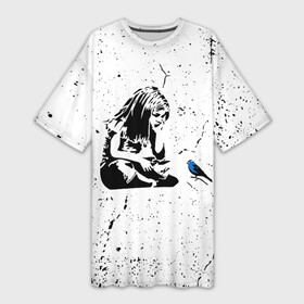 Платье-футболка 3D с принтом Banksy  Бэнкси девочка с птицей в Белгороде,  |  | banksy | арт | бенкси | бэнкси | граффити | девочка | девочка с птицей | девочка с птичкой | девушка | картина | птица | птичка | роберт | робин бэнкс | робин ганнингхем | стрит арт | творчество | художник