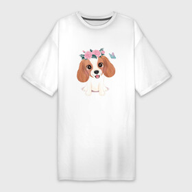 Платье-футболка хлопок с принтом Милый Кавалер кинг чарльз спаниель в Белгороде,  |  | dog | животное | кавалер кинг чарльз спаниель | собака | собаки | спаниель | щенок