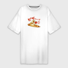 Платье-футболка хлопок с принтом The Great Pizza Wave в Белгороде,  |  | anime | азия | аниме | большая волна | большая волна в канагаве | вкусный | вкусняшка | волна | еда | иероглиф | искусство | китай | корея | пицца | япония | японский