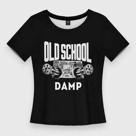 Женская футболка 3D Slim с принтом HIP HOP Старая школа в Белгороде,  |  | dmx | dr. dre | eazy e | hip hop | mc hammer | old school | бумбокс | магнитофон | музыка | олд скул | снуп догг | старая школа | тупак шакур | хип хоп