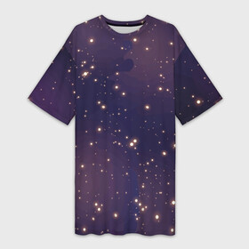 Платье-футболка 3D с принтом Звездное ночное небо. Галактика. Космос. в Белгороде,  |  | Тематика изображения на принте: блестки | вселенная | галактика | день космонавтики | желтый | звездное небо | звезды | звезды в космосе | звезды на небе | золото | золотой | космические просторы | космос | ночное небо | ночь | свет