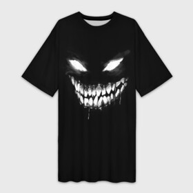 Платье-футболка 3D с принтом Неоновое лицо монстра в Белгороде,  |  | dead | demon | devil | face | ghoul | inside | monster | true | zxc | внутри | гуль | дед | демон | дьявол | инсайд | лицо | мертвый | монстр | монстра | неон | неоновое | чудовище