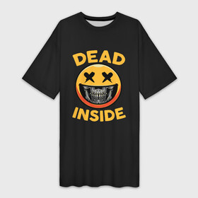 Платье-футболка 3D с принтом Дед Инсайд Смайл в Белгороде,  |  | dead | face | ghoul | inside | monster | skull | smile | true | zxc | внутри | гуль | дед | инсайд | лицо | мертвый | монстр | смайл | улыбка | череп | чудовище