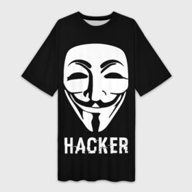 Платье-футболка 3D с принтом HACKER (Маска V) в Белгороде,  |  | Тематика изображения на принте: anonymous | guy fawkes | hacker | programmer | vendetta | айтишник | анонимус | бинарный код | вебмастер | вендетта | гай фокс | интернет технологии | информатика | ит специалист | маска v | маска гая фокса | матрица