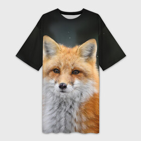 Платье-футболка 3D с принтом Красавица Лиса в Белгороде,  |  | cute | fox | foxy | ginger | orange | what does the fox say | зверек | зверь | лис | лиса | лисица | лисичка | милашка | милота | реализм | рыжая | рыжик | рыжуля | фото | фыр фыр