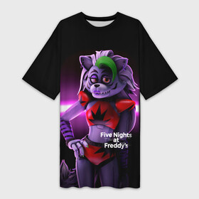 Платье-футболка 3D с принтом Five Nights at Freddy s: Security Breach Волчица Роксанна (Roxanne Wolf) в Белгороде,  |  | 5 ночей с фредди | five nights at freddys | roxanne | security breach | wolf | аниматроники | волк | волчица | игра | компьютерная игра | роксанна | фредди