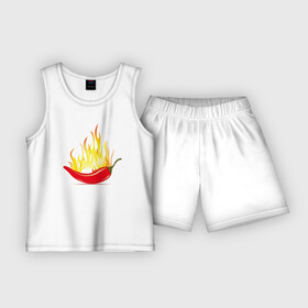 Детская пижама с шортами хлопок с принтом Перец в огне в Белгороде,  |  | еда | иллюстрация | огонь | перец | рисунок