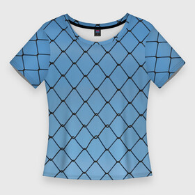 Женская футболка 3D Slim с принтом Рабица в Белгороде,  |  | забор | небо | рабица | сетка | текстура