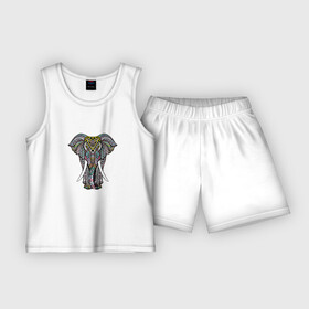 Детская пижама с шортами хлопок с принтом Indian elephant в Белгороде,  |  | elephant | indian | mandala | yoga | инди | индийский | орнамент | слон