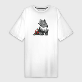 Платье-футболка хлопок с принтом Символ России в Белгороде,  |  | животные | медведь | родина | север | символ россии | таежные ягоды