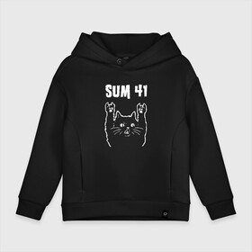 Детское худи Oversize хлопок с принтом SUM41 РОК КОТ в Белгороде, френч-терри — 70% хлопок, 30% полиэстер. Мягкий теплый начес внутри —100% хлопок | боковые карманы, эластичные манжеты и нижняя кромка, капюшон на магнитной кнопке | rock | sum 41 | sum forty one | sum41 | музыка | панк | панк рок | рок | рок кот | роккот | сам 41