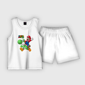 Детская пижама с шортами хлопок с принтом Mario and Yoshi  Super Mario в Белгороде,  |  | friends | moustache | super mario | video game | yoshi | видеоигра | друзья | йоши | марио | усы