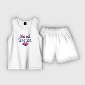 Детская пижама с шортами хлопок с принтом Blood Donation. в Белгороде,  |  | благотворительность | донор | кровь | медицина | надпись | сердце