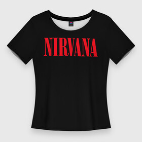 Женская футболка 3D Slim с принтом Nirvana in Red в Белгороде,  |  | 90 | batman | grunge | kurt cobain | nirvana | rock | бетмен | бэтмен | гранж | курт кобейн | музыка | нирвана | рок