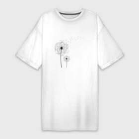 Платье-футболка хлопок с принтом blowball в Белгороде,  |  | весна | одуванчик | пушистый цветок | семена одуванчика | цветы