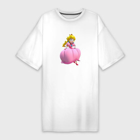 Платье-футболка хлопок с принтом Принцесса Персик  Super Mario  Beauty в Белгороде,  |  | beauty | crown | dress | girl | nintendo | princess peach | super mario | video game | видеоигра | девушка | корона | красавица | платье | супер марио