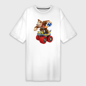 Платье-футболка хлопок с принтом Donkey Kong  Super Mario  Nintendo в Белгороде,  |  | car | donkey kong | jaw | nintendo | super mario | teeth | video game | автомобиль | видеоигра | обезьяна | супер марио