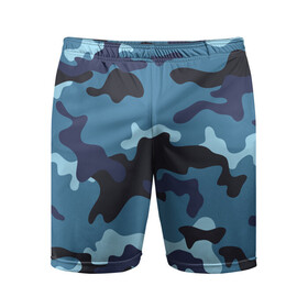 Мужские шорты спортивные с принтом Камуфляж Тёмный Синий в Белгороде,  |  | blue | camo | camouflage | dark | камуфляж | синий | тёмный