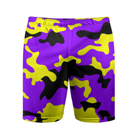 Мужские шорты спортивные с принтом Камуфляж Фиолетово Жёлтый в Белгороде,  |  | camo | camouflage | purple | yellow | жёлтый | камуфляж | фиолетовый