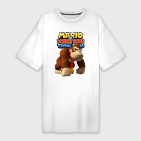 Платье-футболка хлопок с принтом Mario Donkey Kong  Nintendo в Белгороде,  |  | donkey kong | mario | monkey | muzzle | nintendo | paws | video game | видеоигра | лапы | марио | обезьяна