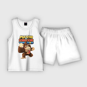 Детская пижама с шортами хлопок с принтом Mario Donkey Kong  Nintendo  Gorilla в Белгороде,  |  | donkey kong | eyes | fist | mario | monkey | muzzle | nintendo | paws | video game | видеоигра | глаза | кулак | лапы | марио | нинтендо | обезьяна