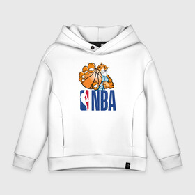 Детское худи Oversize хлопок с принтом NBA   Tiger в Белгороде, френч-терри — 70% хлопок, 30% полиэстер. Мягкий теплый начес внутри —100% хлопок | боковые карманы, эластичные манжеты и нижняя кромка, капюшон на магнитной кнопке | ball | basketball | hand | nba | tiger | баскетбол | лапы | мяч | тигр