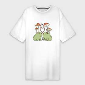 Платье-футболка хлопок с принтом ЛЯГУШКИ ЖАБЫ в Белгороде,  |  | animal | fly agaric | frog | toad | жаба | животное | лягушка | мухомор