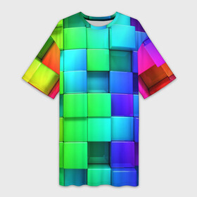 Платье-футболка 3D с принтом Color geometrics pattern  Vanguard в Белгороде,  |  | color | fashion | neon | pattern | vanguard | авангард | мода | неон | узор | цвет