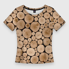 Женская футболка 3D Slim с принтом Спил дерева в Белгороде,  |  | в детскую | в комнату | дерево | деревья | деревянный | на кровать | на стол | патерн | песочный цвет | по  дерево | рельеф | структура дерева | текстура