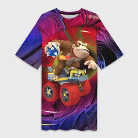 Платье-футболка 3D с принтом Mario Donkey Kong  Nintendo  Video Game в Белгороде,  |  | donkey kong | eyes | fist | mario | monkey | muzzle | nintendo | paws | video game | видеоигра | глаза | кулак | лапы | марио | нинтендо | обезьяна