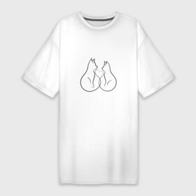 Платье-футболка хлопок с принтом Любовь котов в Белгороде,  |  | кот и кошка | линейныйарт | линии | любовь | сердце