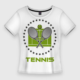 Женская футболка 3D Slim с принтом TENNIS (Теннис) в Белгороде,  |  | atp | itf | tennis | wta | игра | кубок дэвиса | кубок кремля | кубок уайтмен | кубок федерации | кубок хопмана | ракетка | соревнования | спорт | теннис | теннисный клуб | теннисный мяч