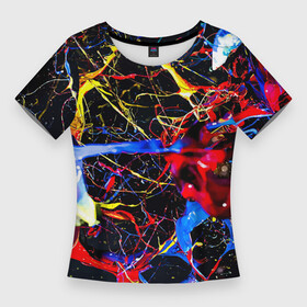 Женская футболка 3D Slim с принтом Импрессионизм  Vanguard neon pattern в Белгороде,  |  | color | fashion | imressionism | neon | paint | pattern | vanguard | авангард | импрессионизм | краска | мода | неон | узор | цвет