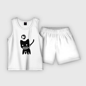 Детская пижама с шортами хлопок с принтом Cat  JDM  Japan в Белгороде,  |  | cat | eyes | fangs | jaw | meme | paws | tail | глаза | клыки | кот | котёнок | кошка | мем | пасть