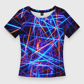 Женская футболка 3D Slim с принтом Neon pattern  Fashion 2055 в Белгороде,  |  | fashion | light | neon | pattern | vanguard | авангард | мода | неон | свет | узор