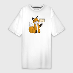 Платье-футболка хлопок с принтом I am a stupid fox в Белгороде,  |  | a | am | fox | i | stupid | алиса | глупая | лиса | лисица | рыжая | фыр | фыр фыр | я