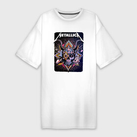 Платье-футболка хлопок с принтом Metallica  Playbill  Art skull в Белгороде,  |  | art | cobweb | group | horns | jaw | metallica | skull | teeth | thrash metal | группа | зубы | искусство | металлика | пасть | паутина | рога | трэш метал | череп