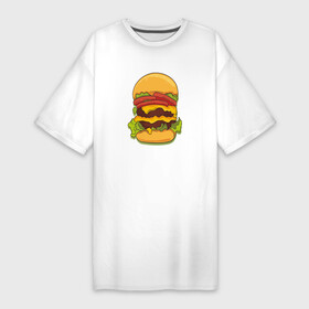 Платье-футболка хлопок с принтом Самый вкусный гамбургер в Белгороде,  |  | hamburger | бургер | бутерброд | гамбургер | еда | мак | сендвич