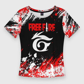 Женская футболка 3D Slim с принтом Free Fire брызги красок в Белгороде,  |  | free fire | free fire battlegrounds | garena | garena free fire | гарена | игра | фри фаер | шутер