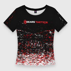 Женская футболка 3D Slim с принтом gears tactics белые красные брызги в Белгороде,  |  | gameplay | gears | gears of war | gears of war tactics | gears tactics | gears tactics gameplay | gears tactics review | pc | игра