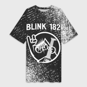 Платье-футболка 3D с принтом Blink 182 + КОТ + Спрей в Белгороде,  |  | band | blink | metal | rock | блинк | группа | кот | краска | рок | спрей