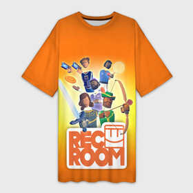Платье-футболка 3D с принтом VR игра REC ROOM в Белгороде,  |  | game | rec room | vr | vr game | виар | виртуальная реальность | игры виар | рек рум | рекрум