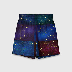 Детские спортивные шорты 3D с принтом Созвездия Северного полушария летом в Белгороде,  100% полиэстер
 | пояс оформлен широкой мягкой резинкой, ткань тянется
 | Тематика изображения на принте: constellations | galaxy | stars | вселенная | звезды | небо | ночное | полушарие | северное | созвездия